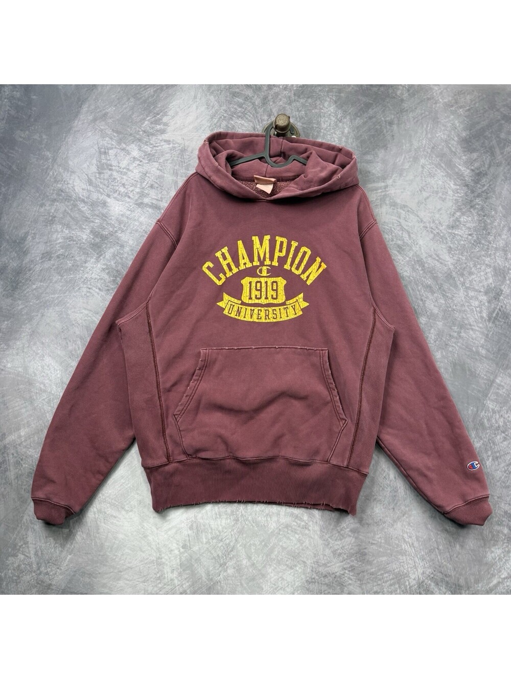 y2k Champion Hoodie Faded Heavy Thick Medium Distressed Men’s Medium